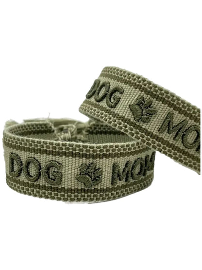Bracciale "DOG MOM" Verde Oliva e Verde Scuro