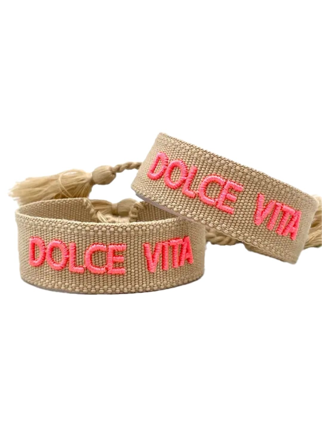 Bracciale "DOLCE VITA" Beije e Corallo Fluo