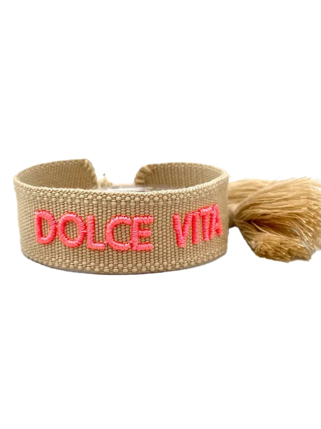 Bracciale "DOLCE VITA" Beije e Corallo Fluo