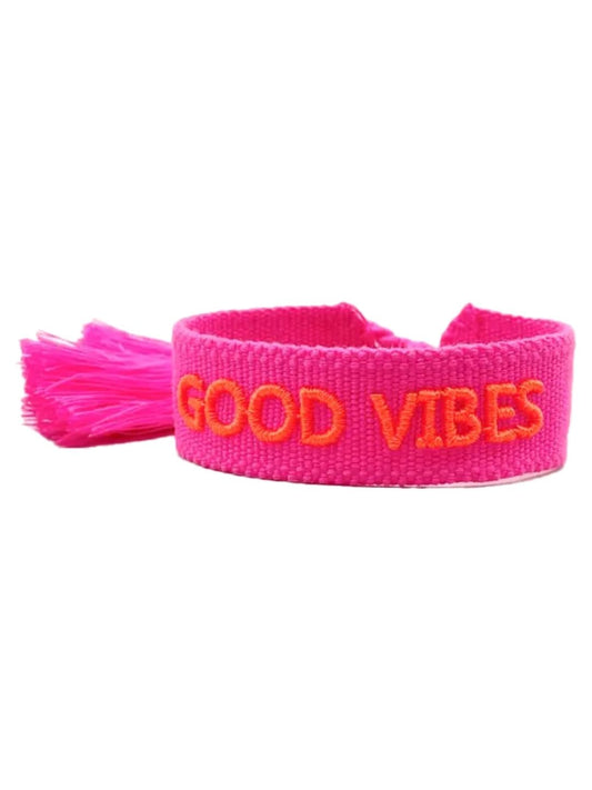 Bracciale "GOOD VIBES" Fucsia e Arancio Fluo