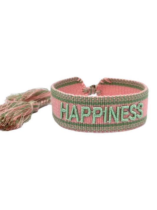 Bracciale "HAPPINESS" Rosa e Verde Acqua