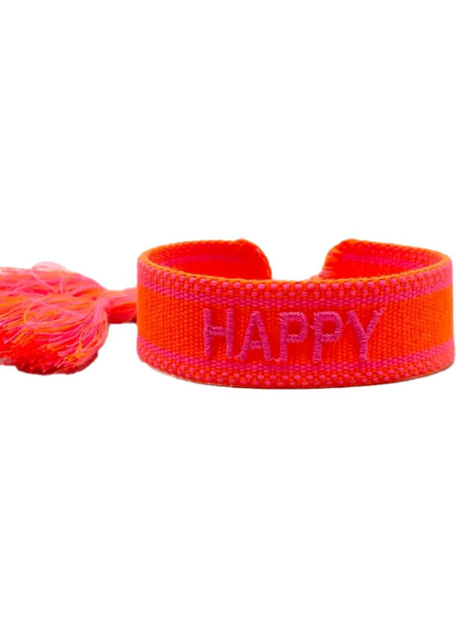 Bracciale "HAPPY" Arancio Fluo e Rosa Fluo