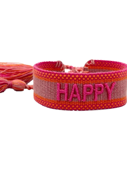 Bracciale "HAPPY" Rosa vintage e Fucsia