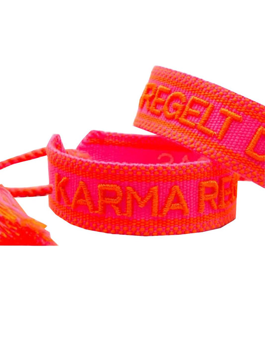 Bracciale "KARMA REGULATES" Rosa fluo e Arancione fluo