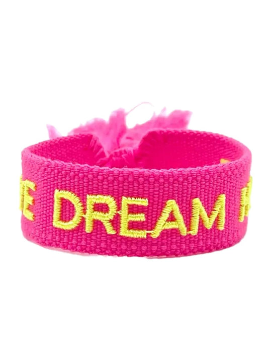 Bracciale "LOVE DREAM HOPE" Fucsia e Giallo Fluo