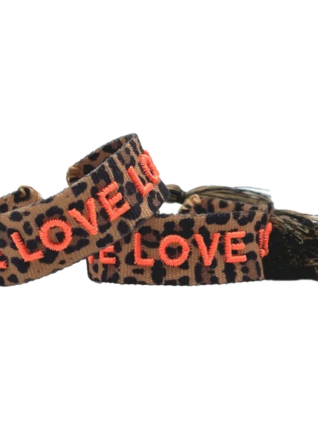Bracciale "LOVE LOVE LOVE" Leo Scuro e Arancio Fluo