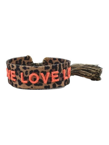 Bracciale "LOVE LOVE LOVE" Leo Scuro e Arancio Fluo