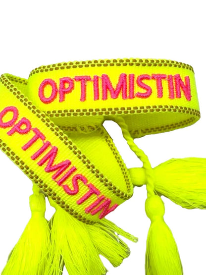 Bracciale "OPTIMISTIN" Giallo Fluo e Fucsia