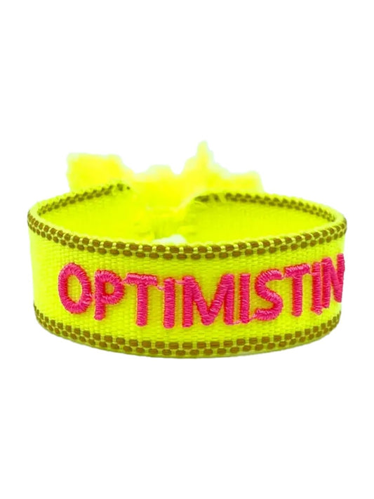 Bracciale "OPTIMISTIN" Giallo Fluo e Fucsia