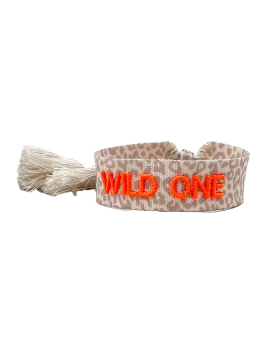 Bracciale "WILD ONE" Leo Ecru e Arancio Fluo