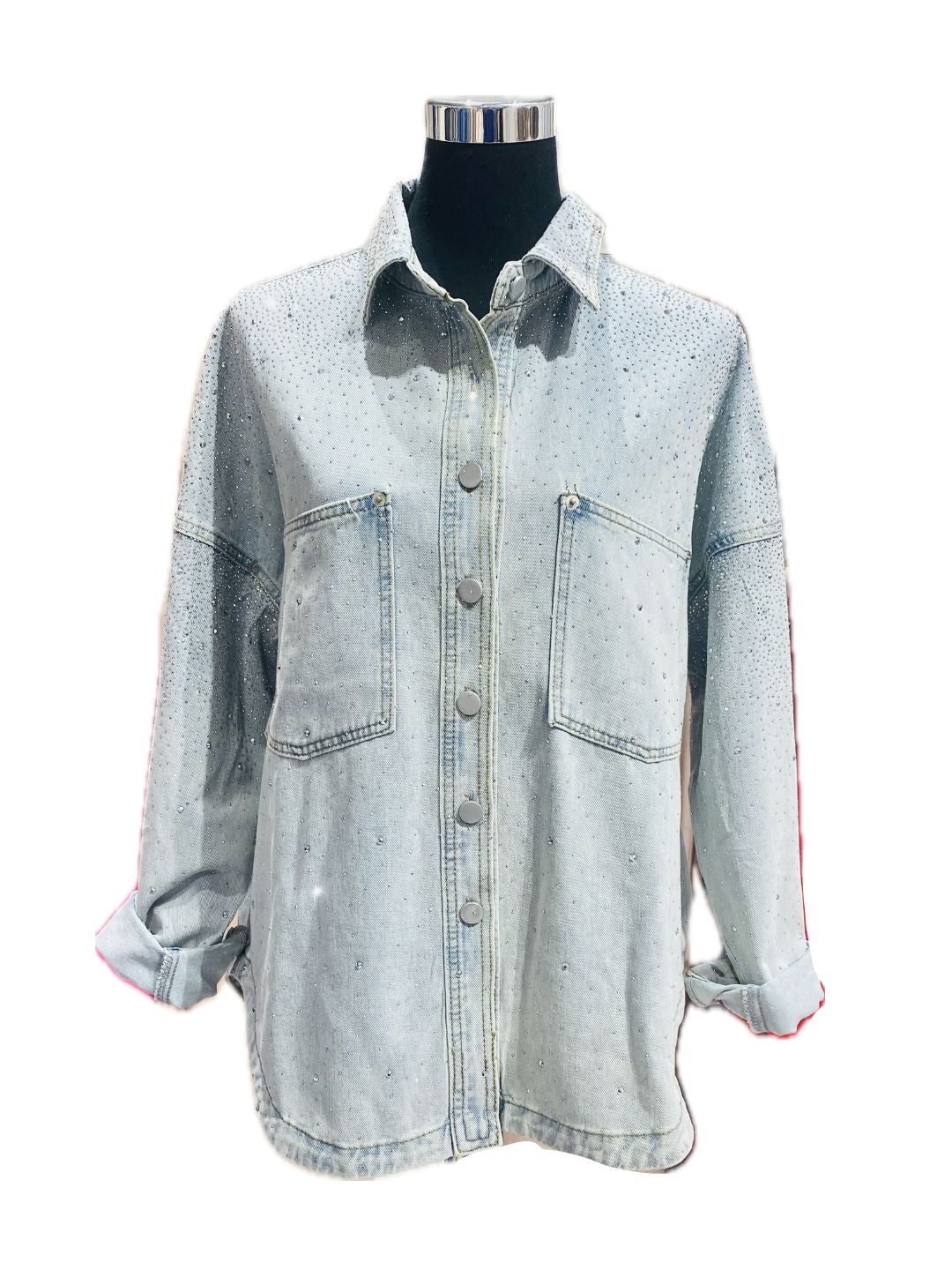 CAMICIA JEANS FULL STRASS S21190