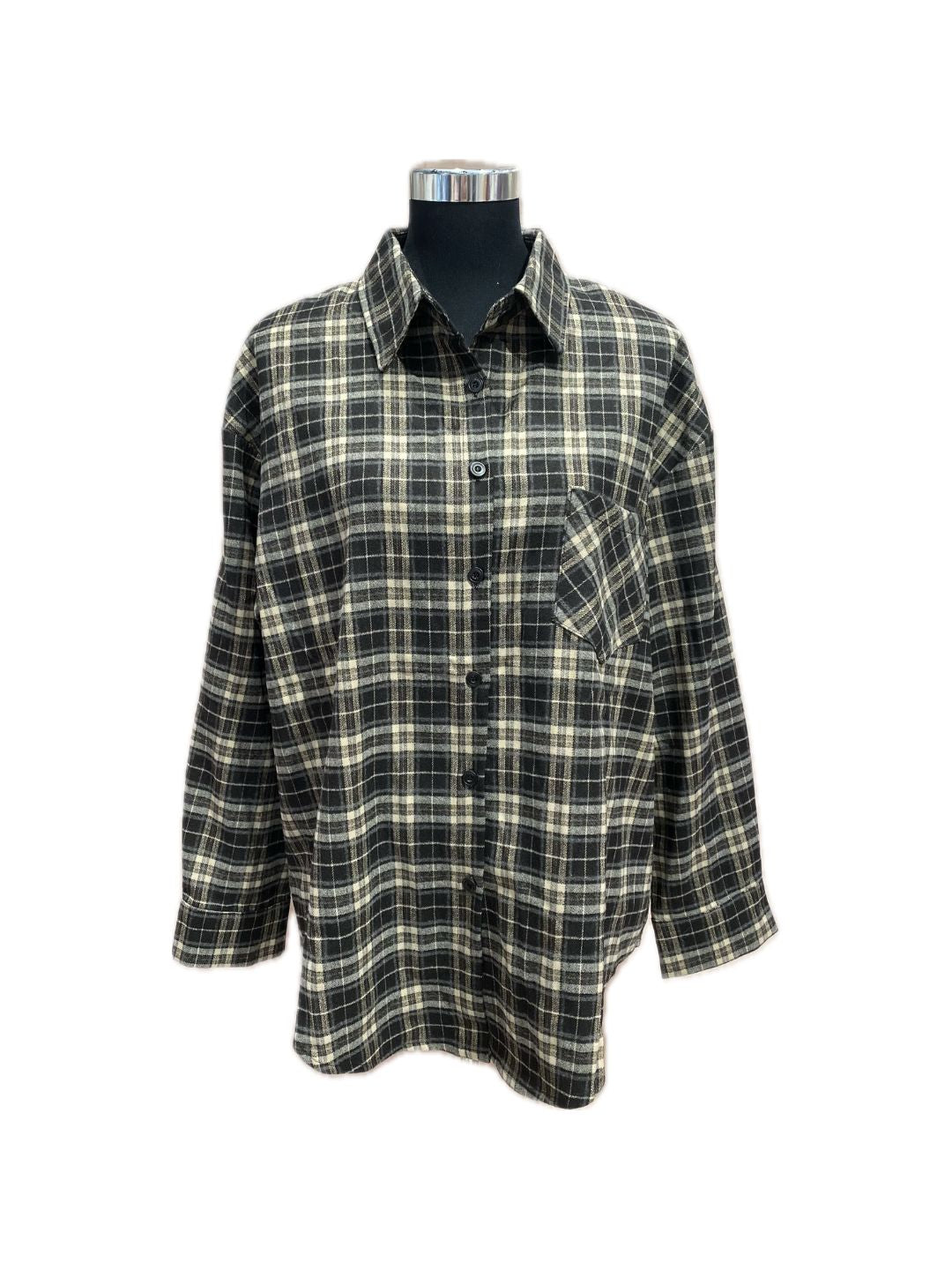 CAMICIA TARTAN NERA E PANNA