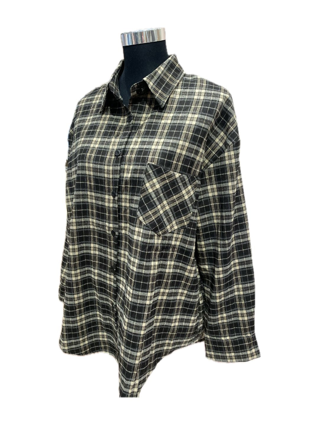 CAMICIA TARTAN NERA E PANNA