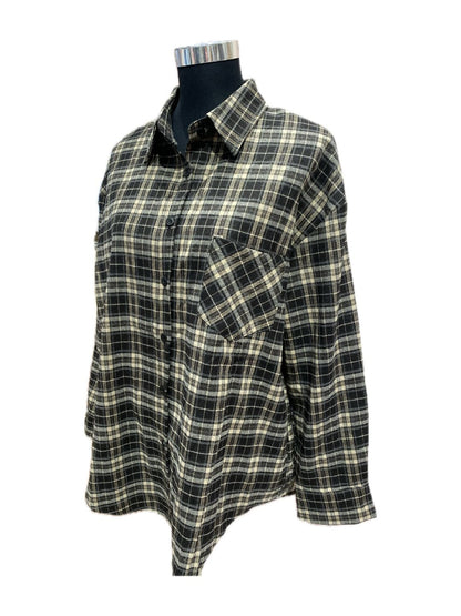 CAMICIA TARTAN NERA E PANNA 17103