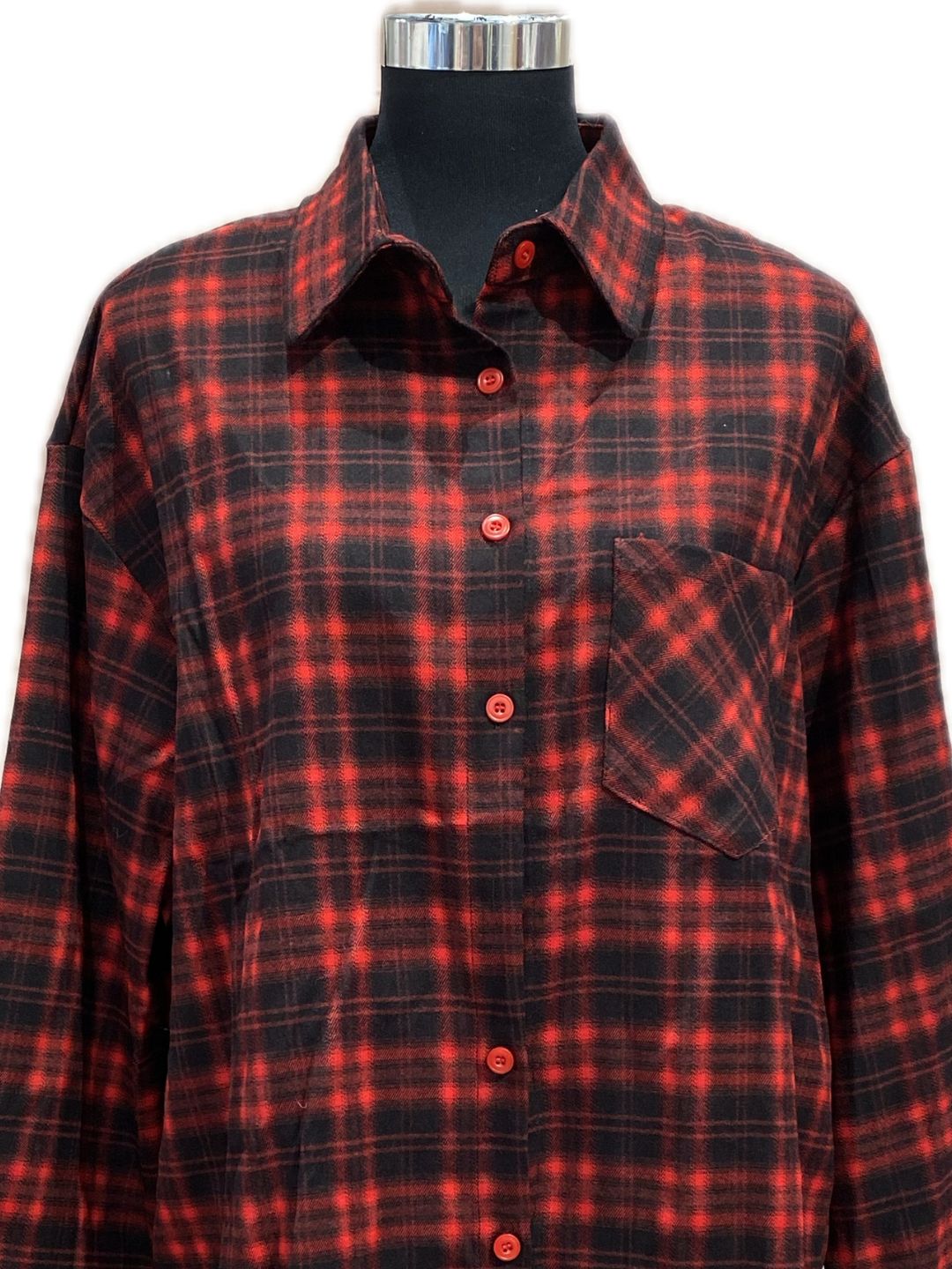 CAMICIA TARTAN NERA E ROSSO