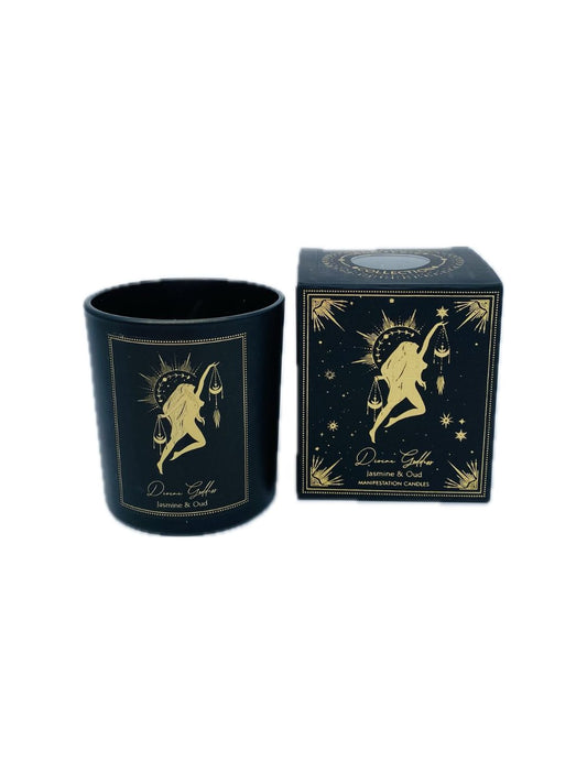 CANDELA ESOTERICA GELSOMINO E OUDH CON GIADA VERDE