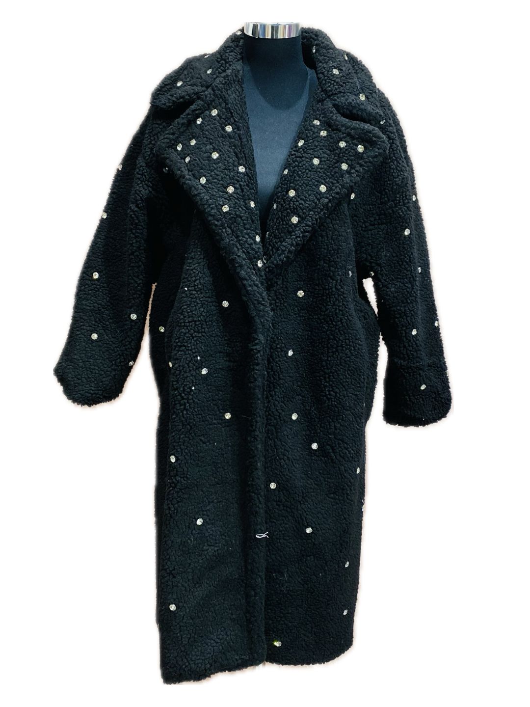 CAPPOTTO TEDDY NERO CON STRASS GIOIELLO