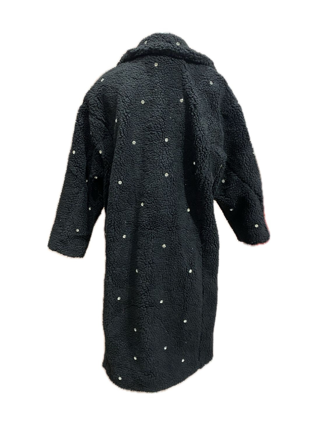 CAPPOTTO TEDDY NERO CON STRASS GIOIELLO