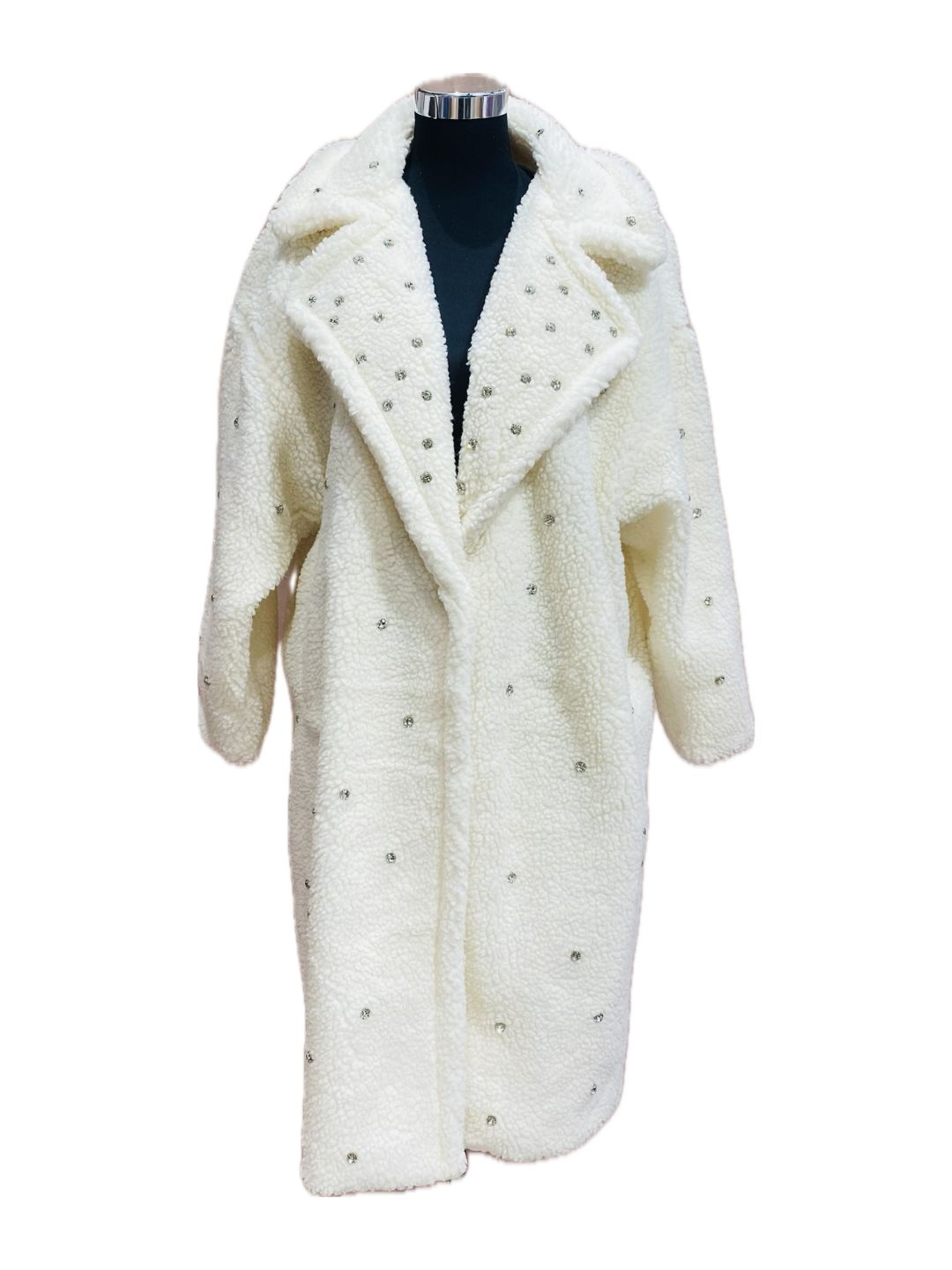 CAPPOTTO TEDDY PANNA CON STRASS GIOIELLO