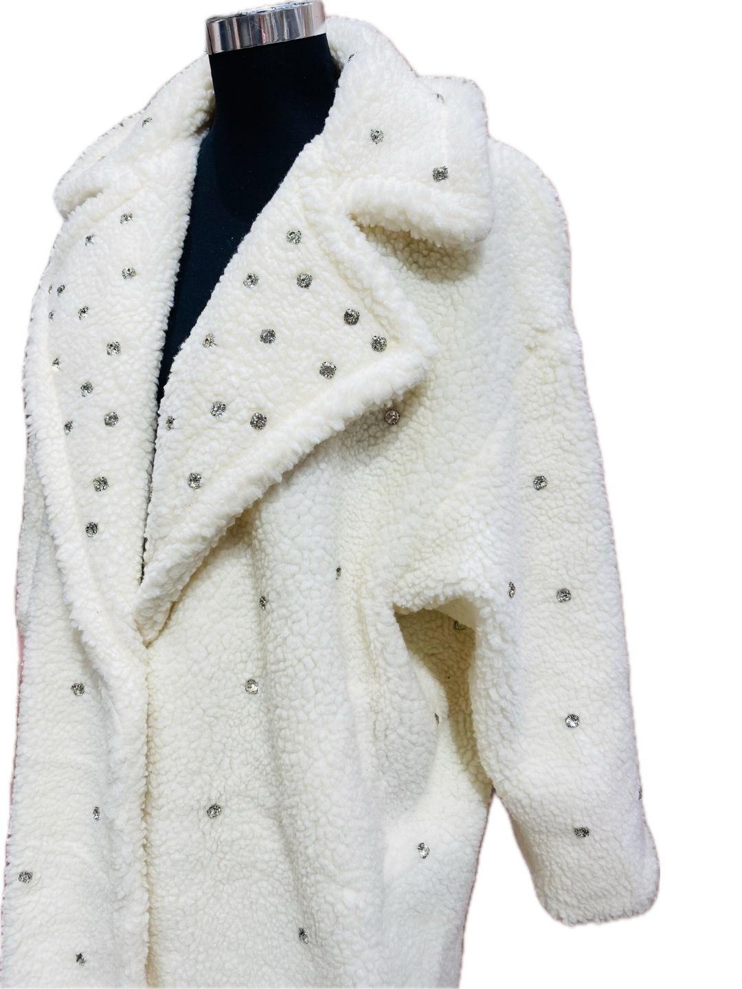 CAPPOTTO TEDDY PANNA CON STRASS GIOIELLO