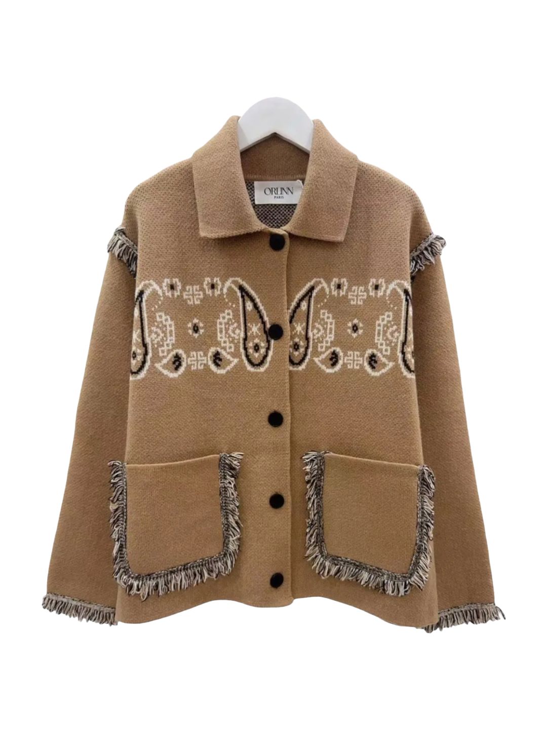 CARDIGAN GIACCA BANDANA Camel RIBES OF LOVE
