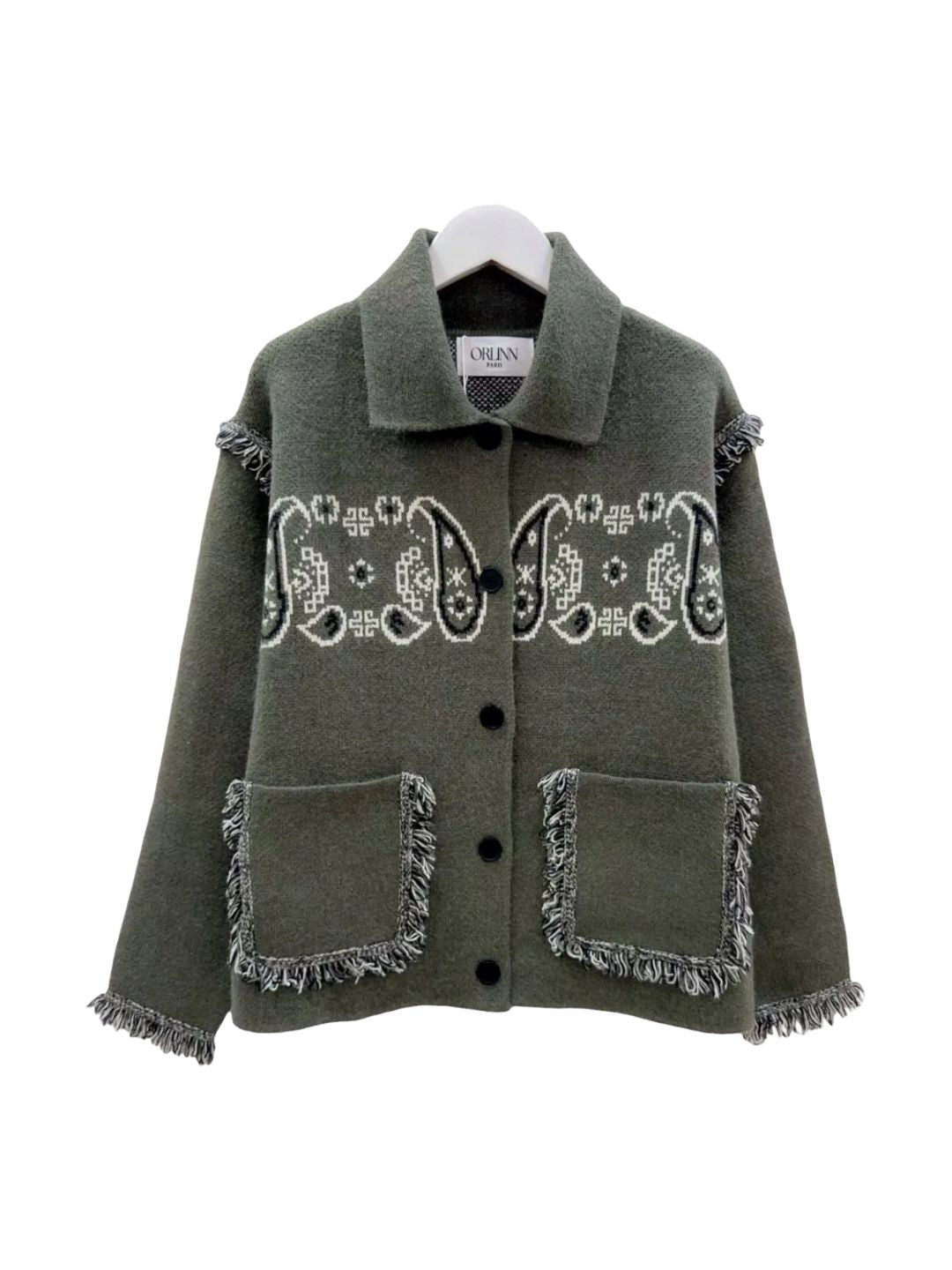 CARDIGAN GIACCA BANDANA Verde Militare RIBES OF LOVE