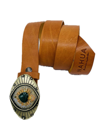 CINTURA IN PELLE CON FIBBIA CUORE SACRO Verde