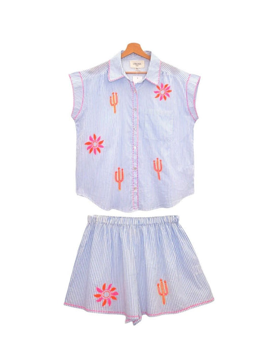 COMPLETO SAINT-TROPEZ Camicia + Shorts Azzurra 8882