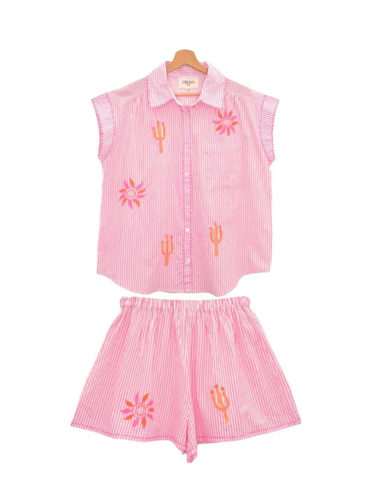 COMPLETO SAINT-TROPEZ Camicia + Shorts Rosa 8882