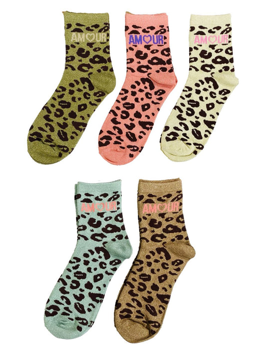 White Combed Cotton Glitter Leopard Socks – Billybelt