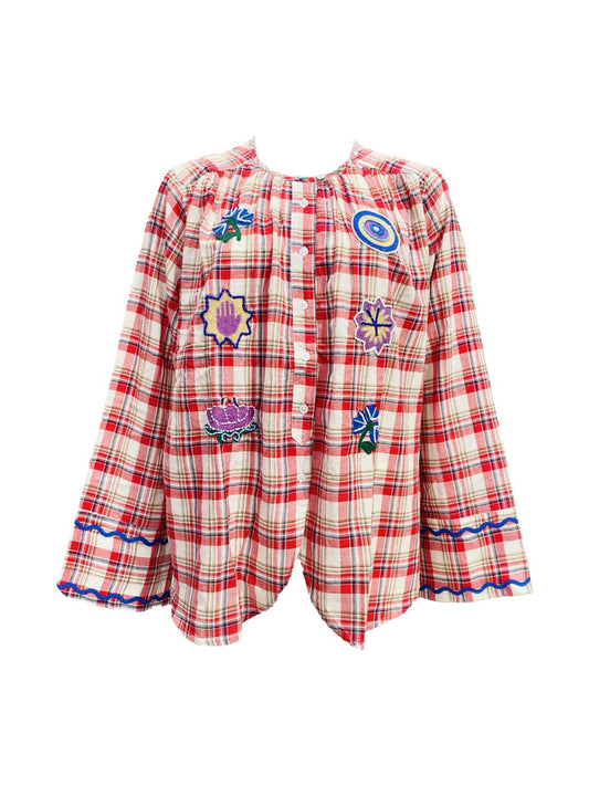 Camicia Fantasia Scozzese con Ricami