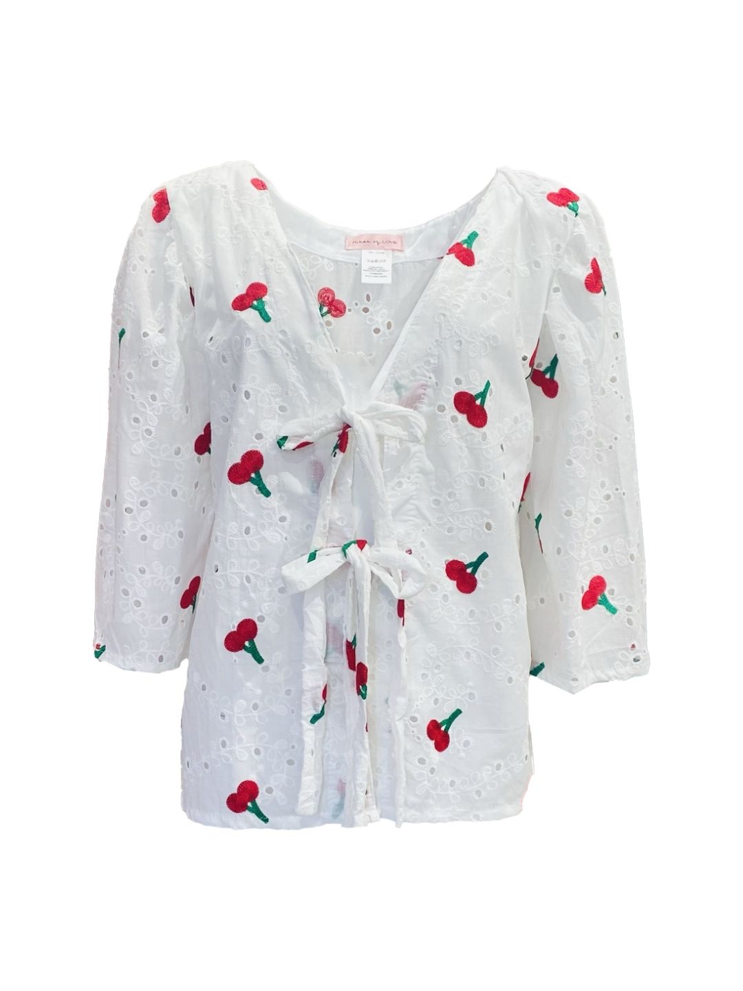 Camicia Fiocchi Scollo a V Pizzo San gallo con Ciliegie Ribes of LOVE