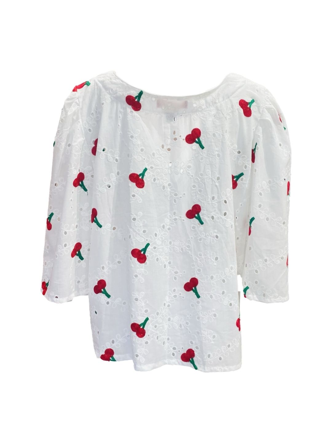 Camicia Fiocchi Scollo a V Pizzo San gallo con Ciliegie Ribes of LOVE