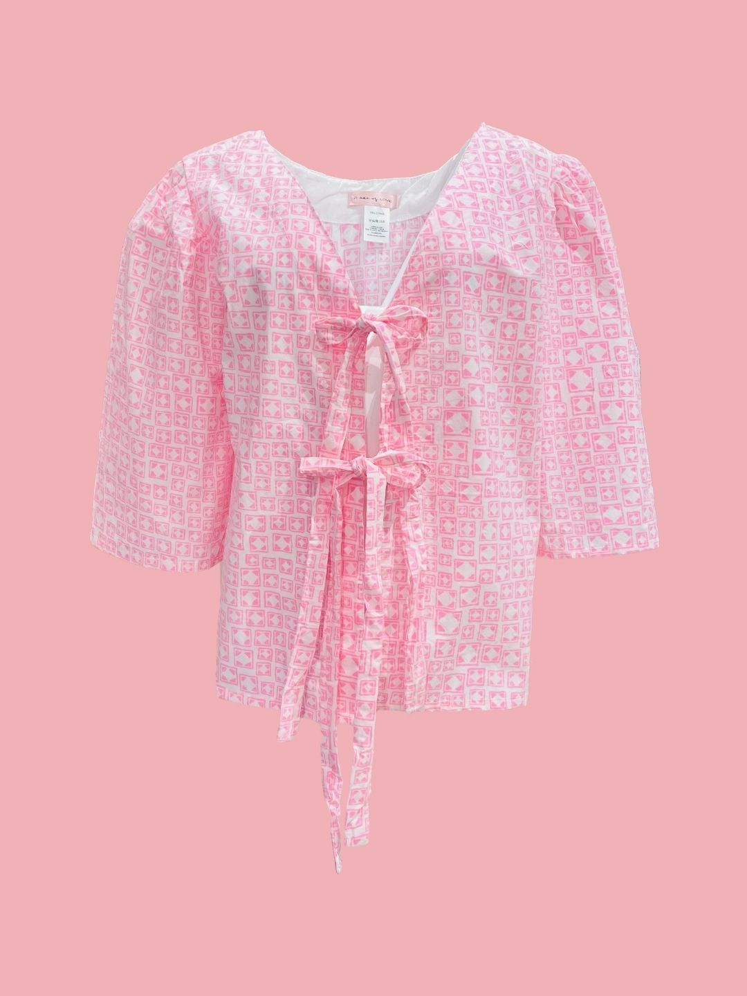 Camicia Fiocchi Scollo a V Rosa Fluo Ribes of LOVE