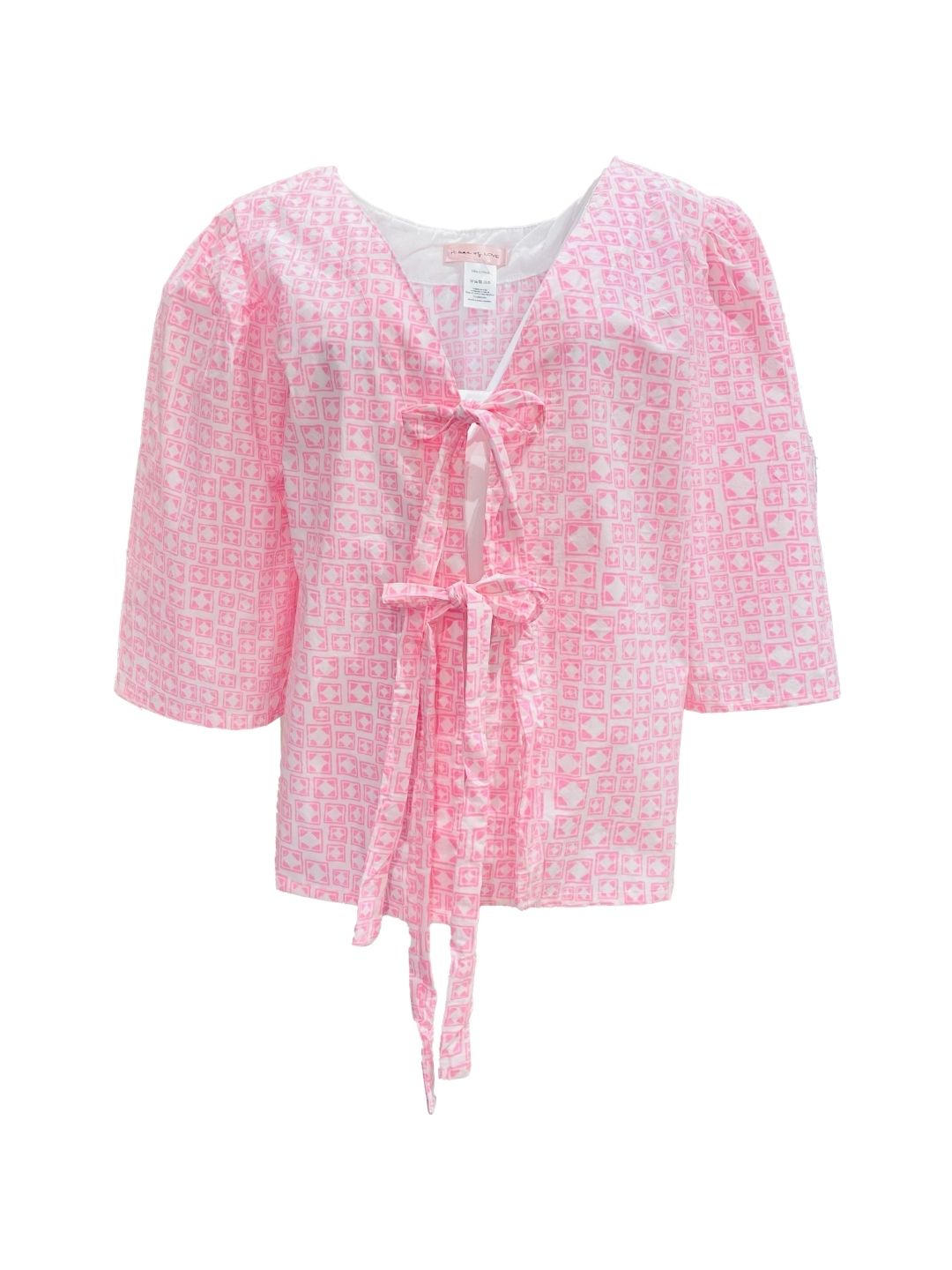 Camicia Fiocchi Scollo a V Rosa Fluo Ribes of LOVE