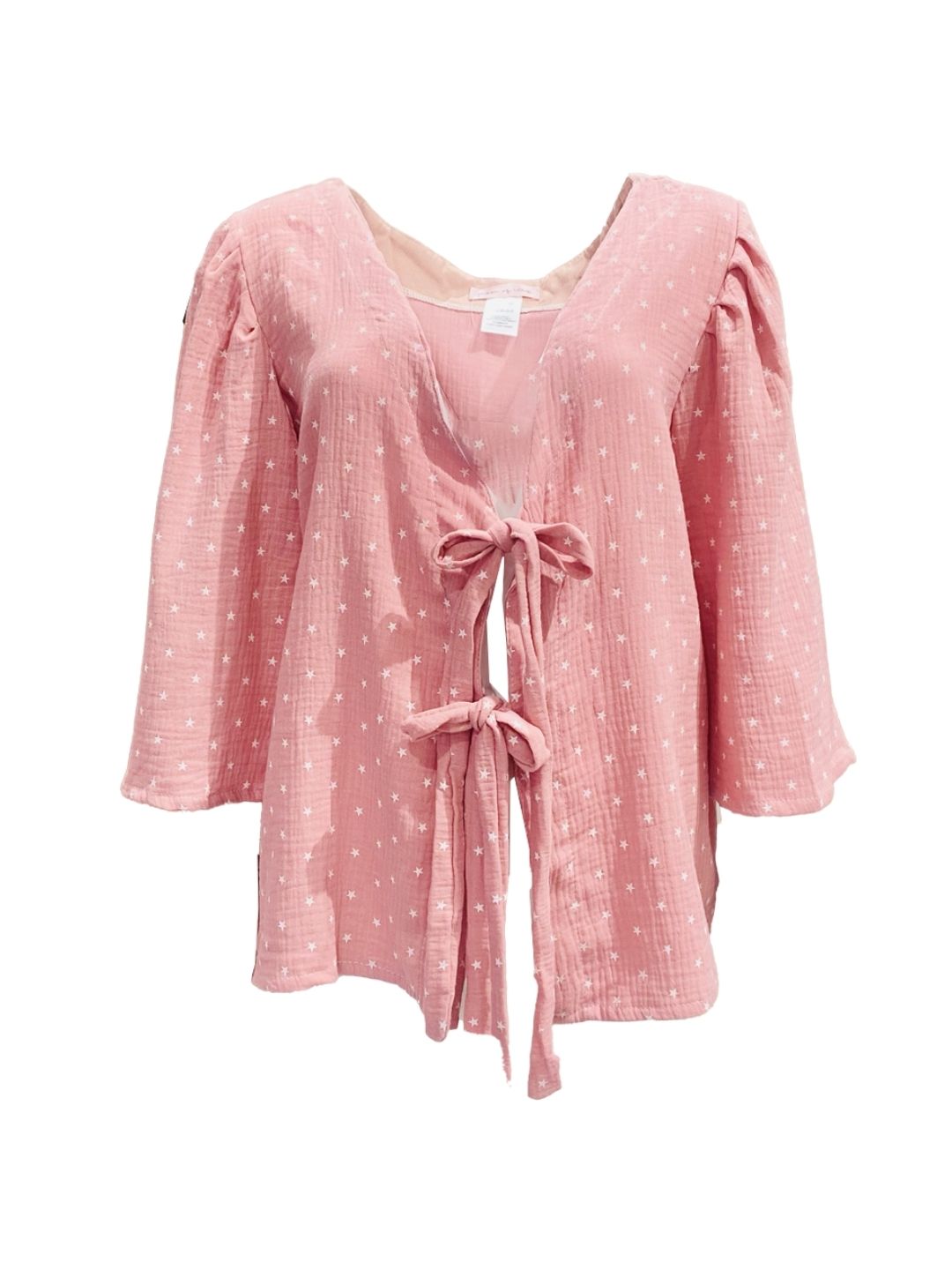 Ribes of LOVE Pink Vichy V-Neck Bow Shirt