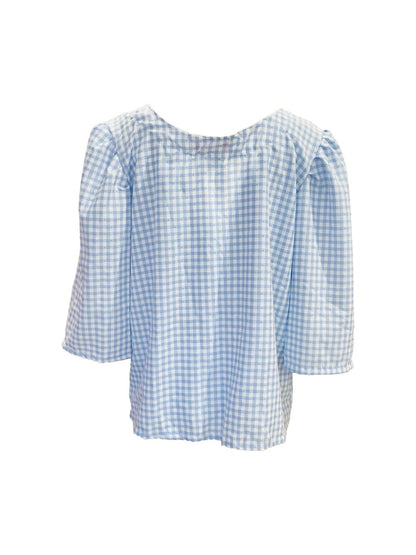 Camicia Fiocchi Scollo a V Vichy Azzurro Ribes of LOVE