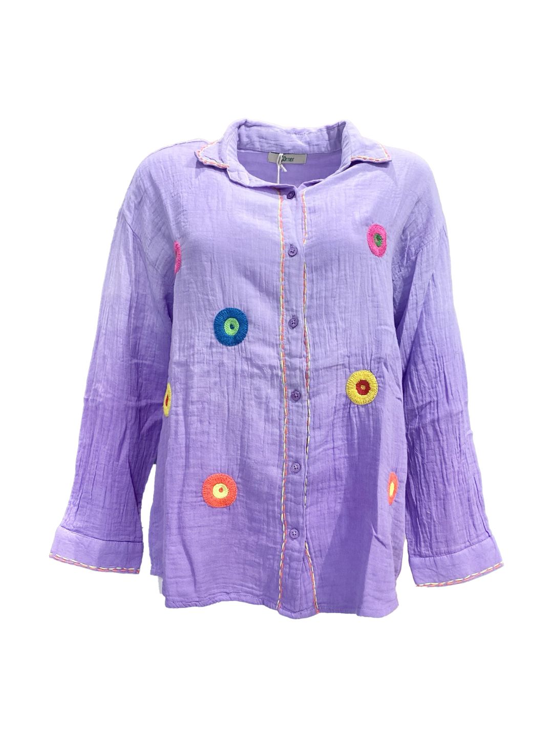 Camicia Lilla Ricamata