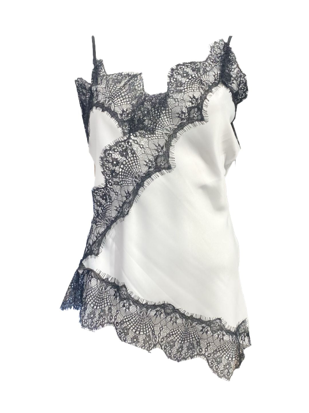 Canotta Asimmetrica Satinata con Pizzo Bianco 316