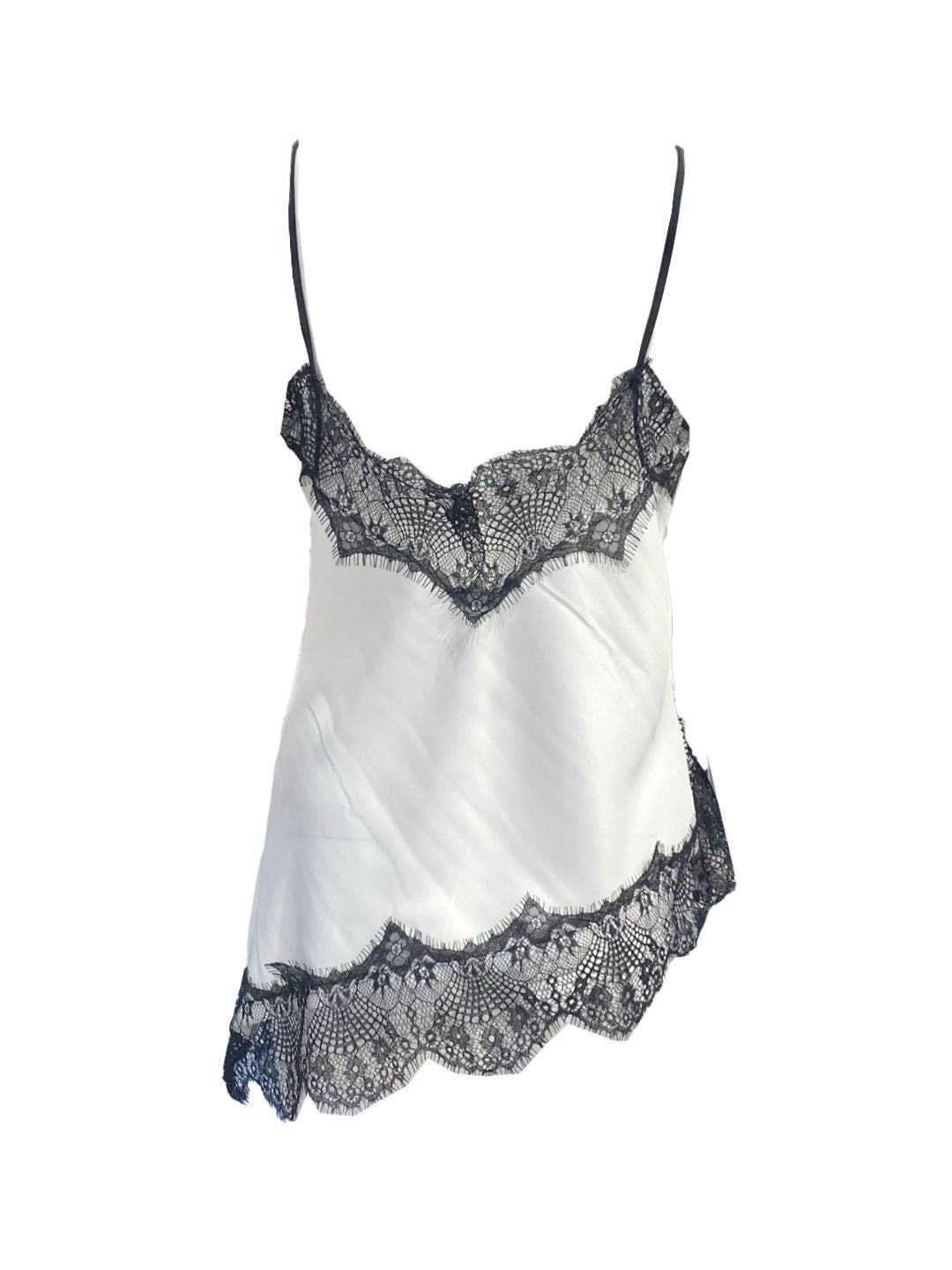 Canotta Asimmetrica Satinata con Pizzo Bianco 316