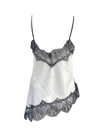 Canotta Asimmetrica Satinata con Pizzo Bianco 316