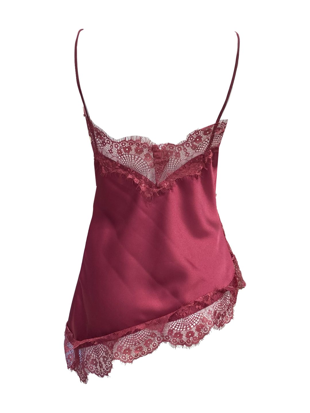 Canotta Asimmetrica Satinata con Pizzo Bordeaux 316