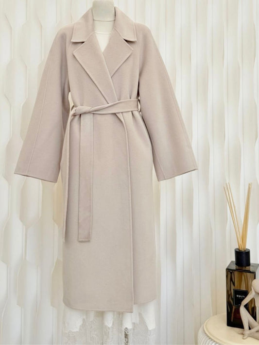 Cappotto Doppiato Panna in Lana e Cashmere