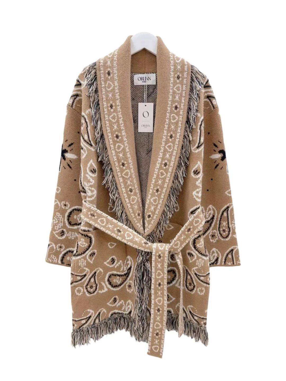 Black Bandana Cardigan with Fringes