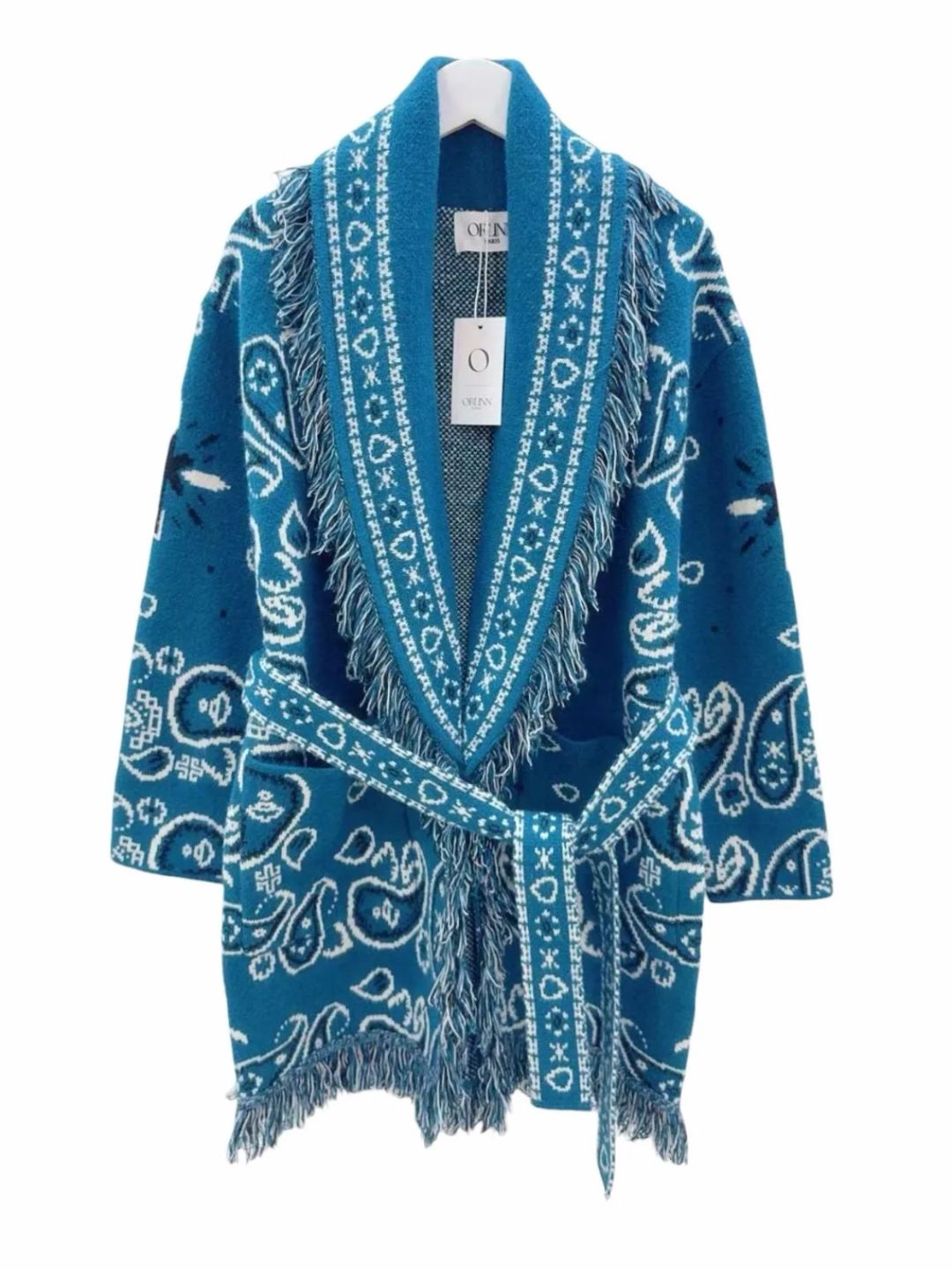 Cardigan Bandana con Frange Petrolio