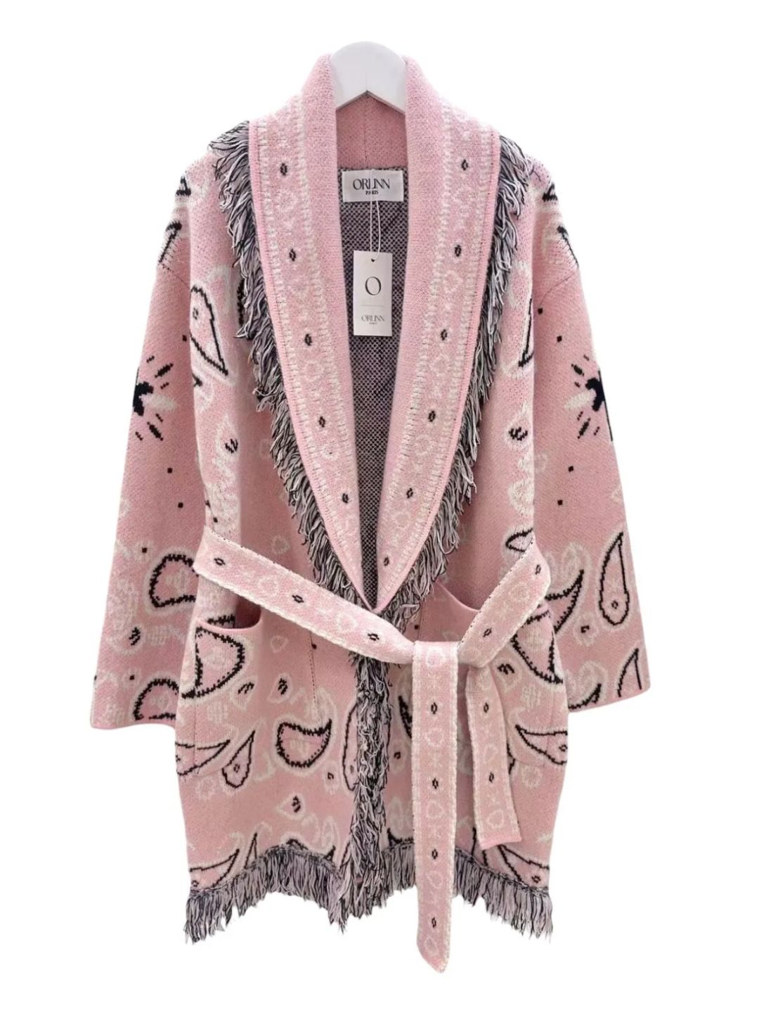 Cardigan Bandana con Frange Rosa