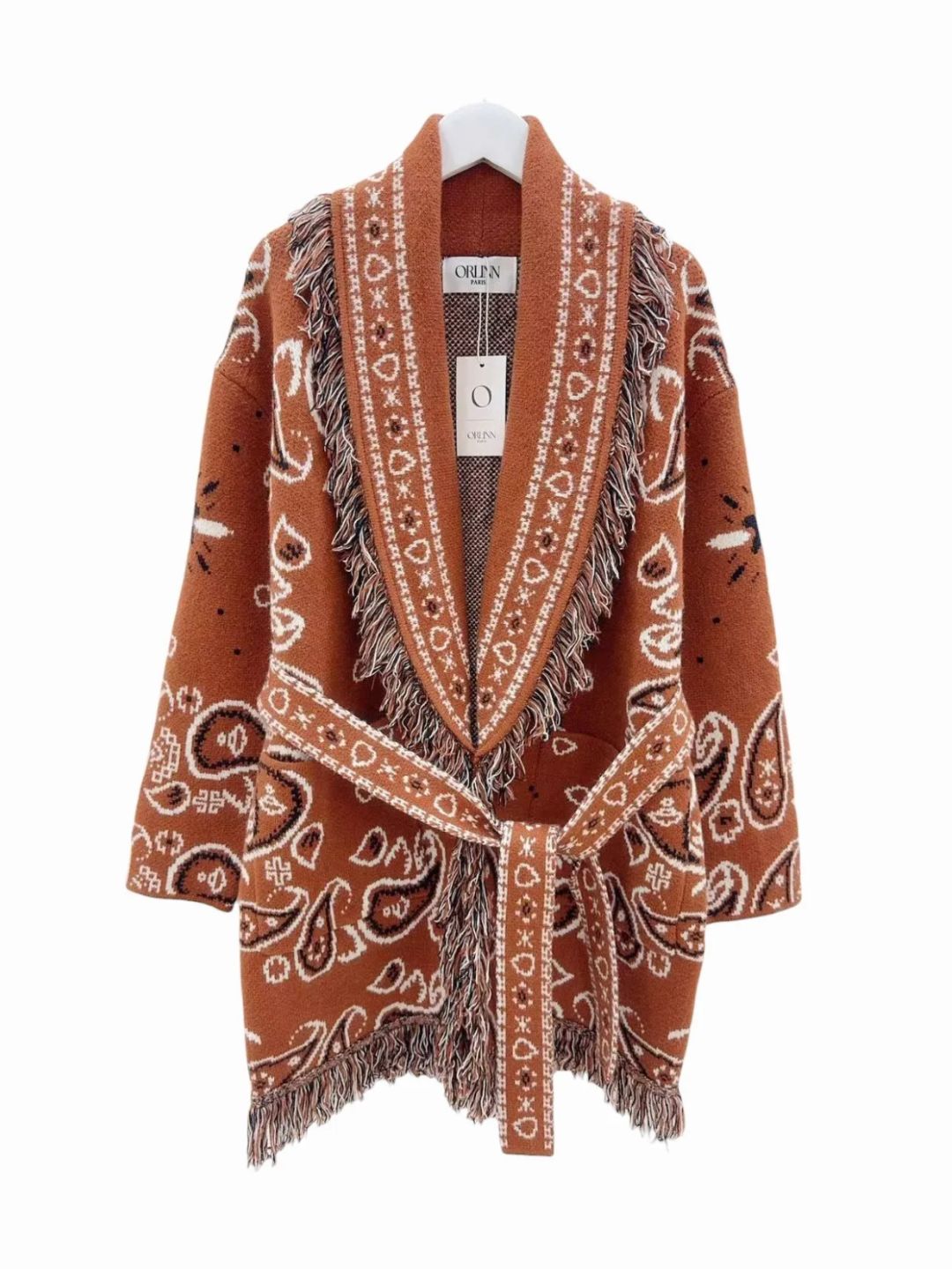 Cardigan Bandana con Frange Terracotta