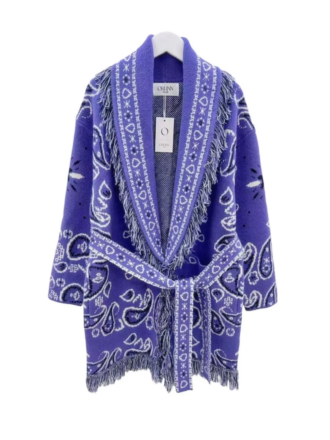 Black Bandana Cardigan with Fringes