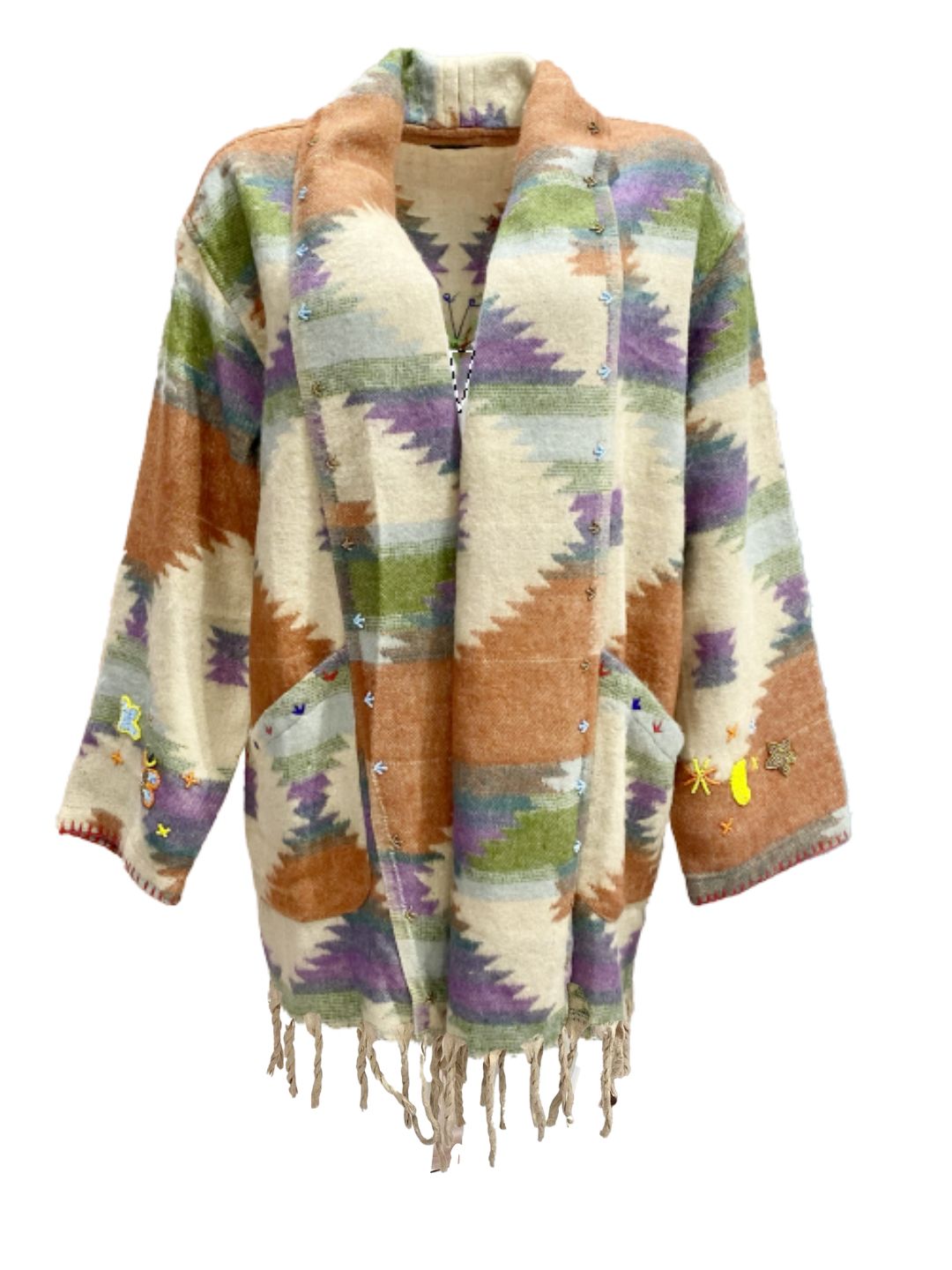 Cardigan HINDI multicolor con frange