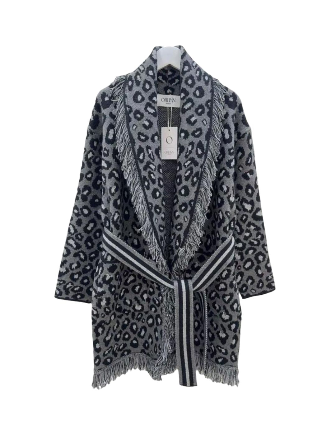Aztec Cardigan with Fringes in Cream, Burgundy, and Black 357